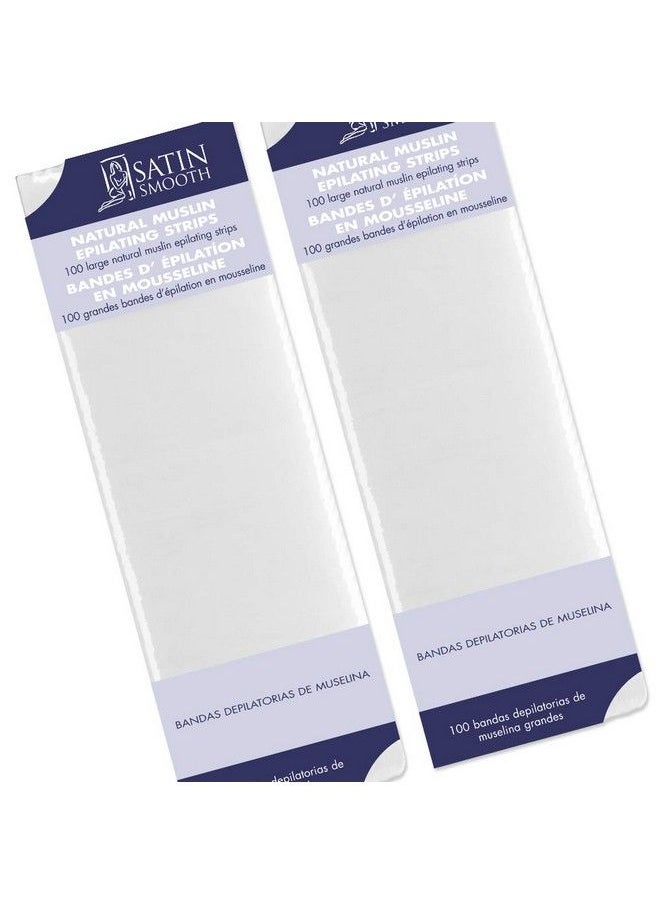 Satin Smooth Large Muslin Epilating Strips For Hair Removal 100 Ct X 2 Packs  - Image 1