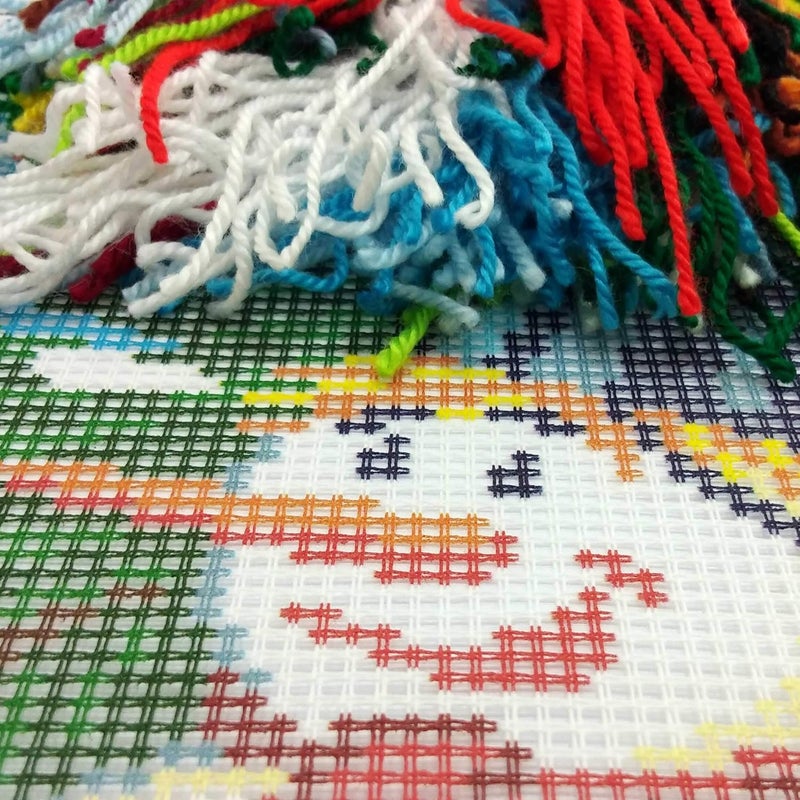 Brvsk Winter Needlepoint Kit for Adults and Beginners — Snowman 16″ × 16″ with Clear, Precise Printed Design on Cotton Canvas; Includes 2 Needles, Yarn, and Easy-Read Chart - Image 3