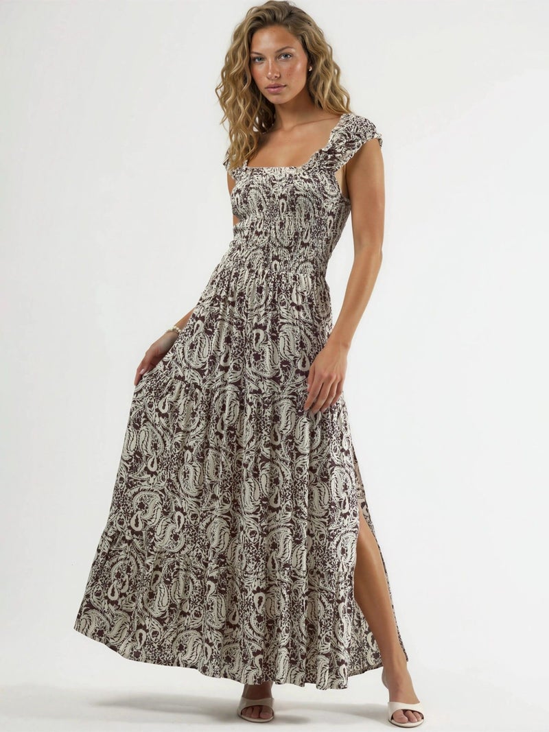 BUSEM Paisley Print Maxi Dress with Square Collar - Image 1