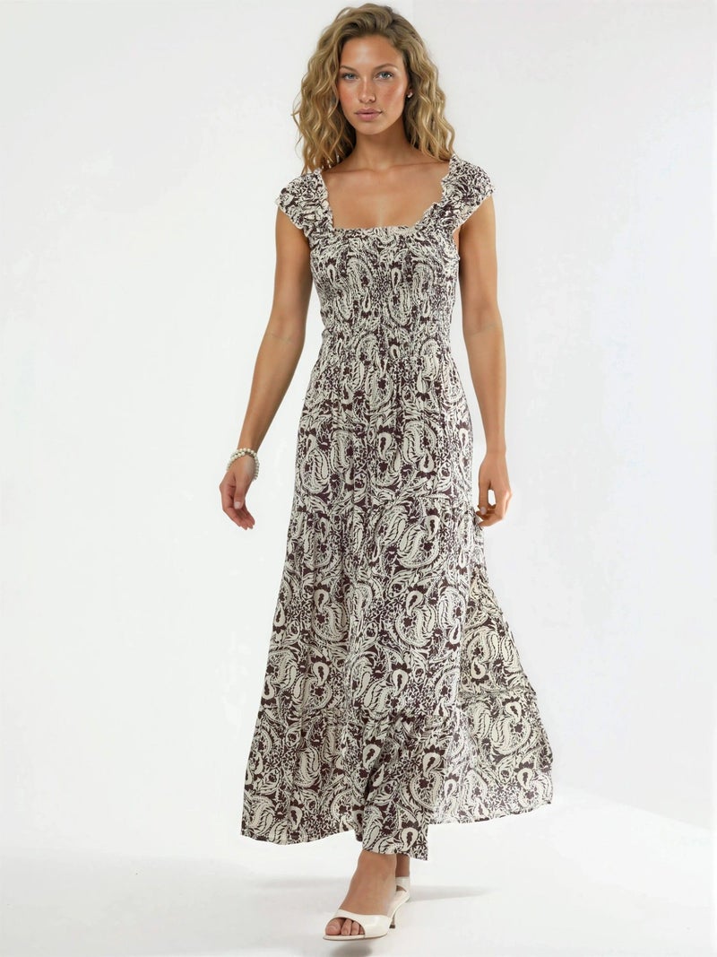 BUSEM Paisley Print Maxi Dress with Square Collar - Image 5