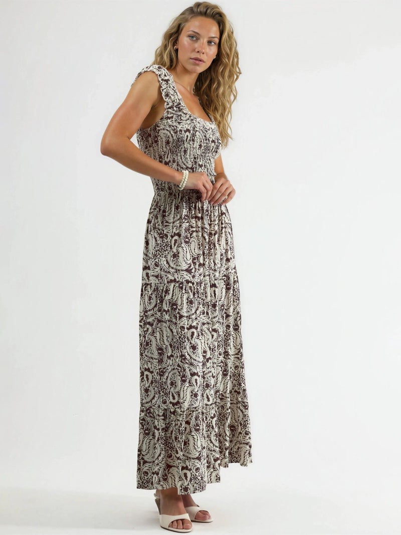 BUSEM Paisley Print Maxi Dress with Square Collar - Image 4