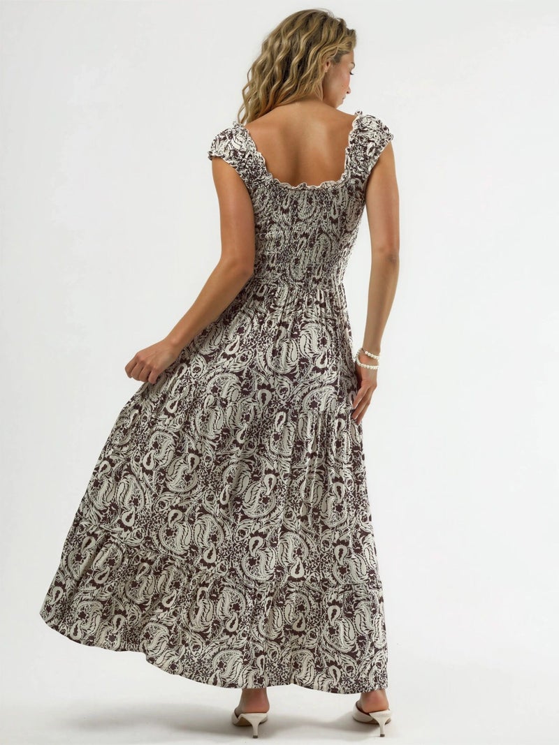 BUSEM Paisley Print Maxi Dress with Square Collar - Image 3