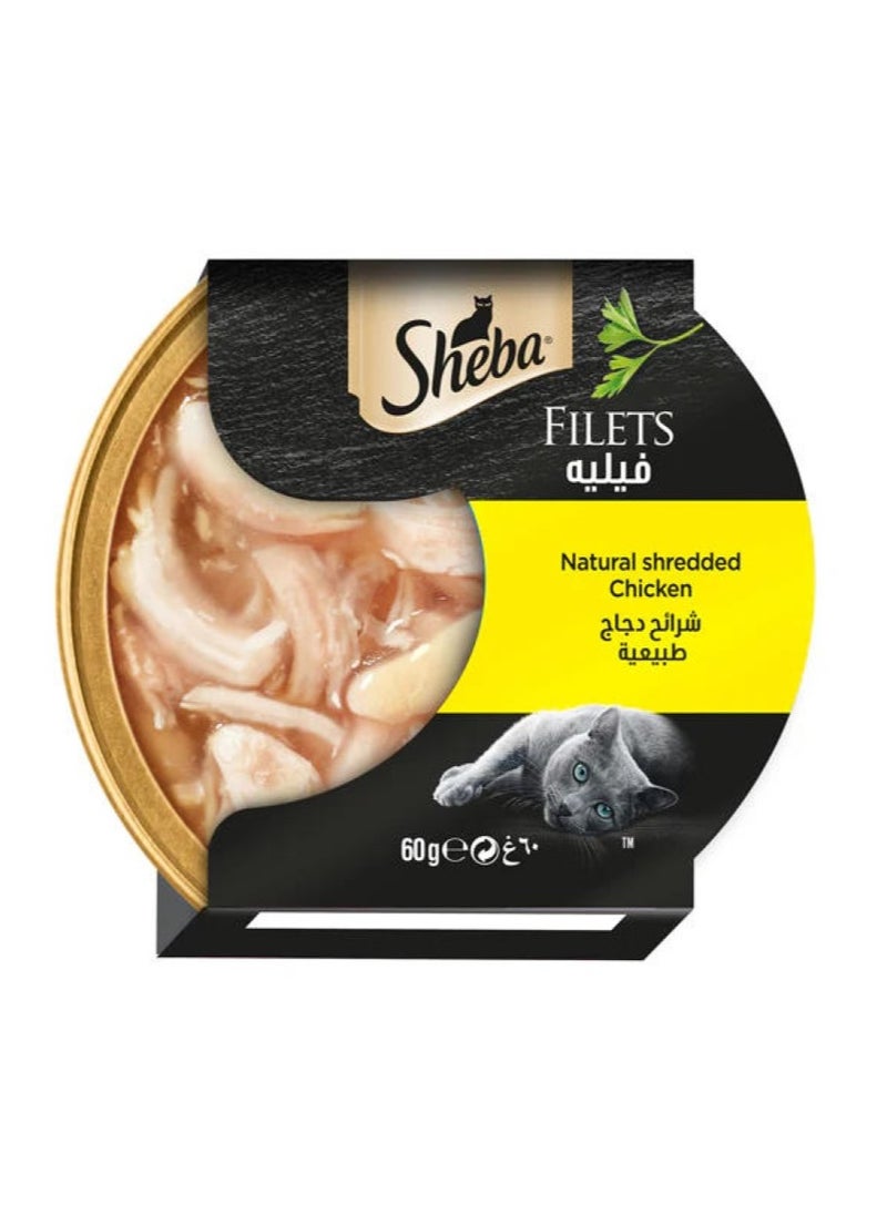 Sheba Filets Natural Shredded Chicken Wet Cat Food 60G 