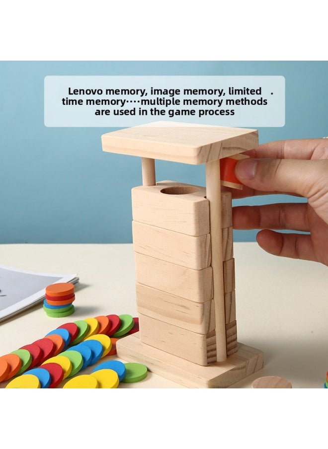null - Flip Memory Tower 3D Strategy Game Children's Logical Thinking Mindset Training Early Education Educational Wooden Toys-Color:Memory Flip Tower - Image 1