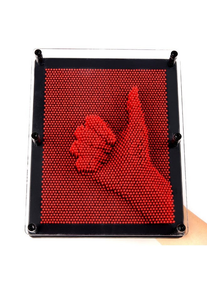 E-FirstFeeling 3D Pin Art Toy Extra Large 10" X 8" Pin Art Board Pin Impression Sculpture Toy For Kids Adults Hand Mold Board Toy Red - Image 1