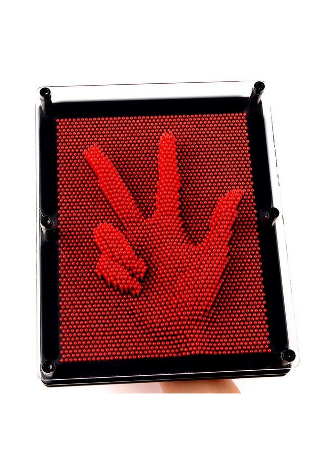 E-FirstFeeling 3D Pin Art Toy Extra Large 10" X 8" Pin Art Board Pin Impression Sculpture Toy For Kids Adults Hand Mold Board Toy Red - Image 2