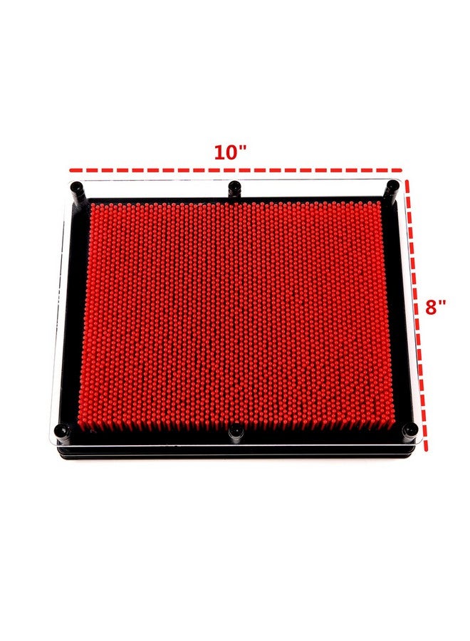 E-FirstFeeling 3D Pin Art Toy Extra Large 10" X 8" Pin Art Board Pin Impression Sculpture Toy For Kids Adults Hand Mold Board Toy Red - Image 5