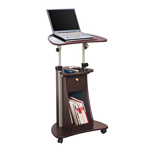 Techni Mobili Sit-to-Stand Rolling Adjustable Storage Medical Laptop Computer Cart, Chocolate, B005 - Image 1
