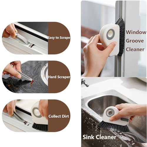 ESUOHYM Groove Cleaning Brush 2 in 1 Grout Cleaner Tool Grip Brush Hard Bristle Crevice Cleaning Brush for Sliding Door Track, Window Sill, Window Seal - Image 4