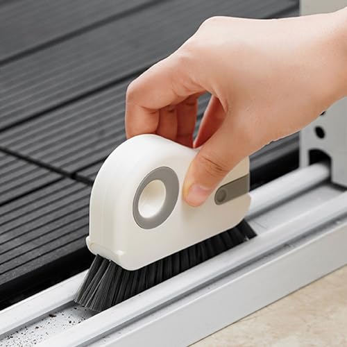 ESUOHYM Groove Cleaning Brush 2 in 1 Grout Cleaner Tool Grip Brush Hard Bristle Crevice Cleaning Brush for Sliding Door Track, Window Sill, Window Seal - Image 1