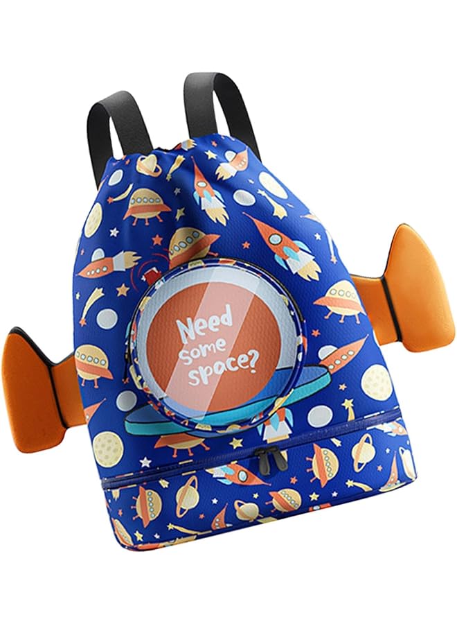 PROMASS Swimming Backpack For Kids, Kids Beach Backpack, Drawstring Swimming Backpack For Kids, Wet And Dry Separation Swim Bag For Kids With Shoe Compartment, For Swimming Beach Sports Travel School - Image 1