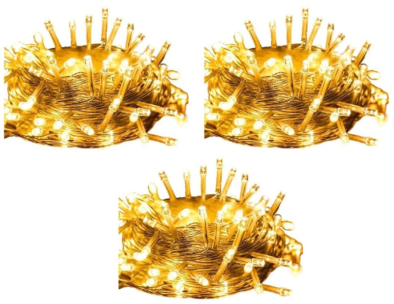Quace 12 Meter Decorative 42 Warm White LED String Light Plug for Indoor Outdoor DecorationsString Lights for DIY Party Home Decor Christmas Diwali Pack of 3 - Image 1