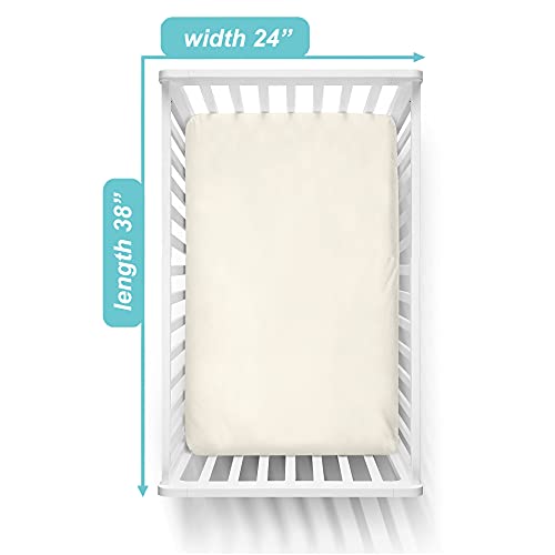 TL Care 100% Natural Cotton Fitted Mini Crib Sheet 38" x 24" - Soft & Breathable Small Nesting Portable Crib Sheet, Fits Pack N Play Mattresses, Cream, for Boys & Girls - Image 3