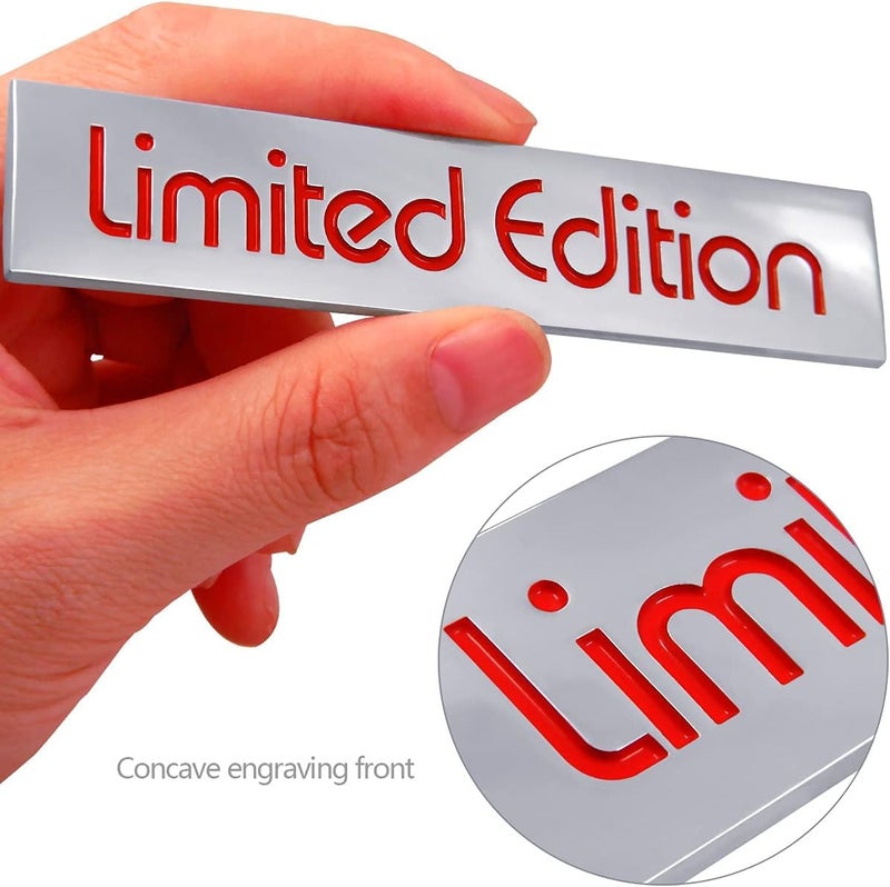 3D Raised Limited Edition Metal Monogram Emblem Badge Sticker for All Cars & Bikes (Silver Red)