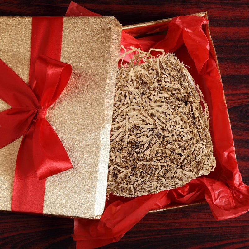 WOFASHPURET 100g Raffia Grass Crinkle Paper Shred Filler for Boxes and Basket Stuffing, Light Coffee Colored Packing Paper for Wrapping, Christmas Bags, Craft and Shipping Packaging - Image 3
