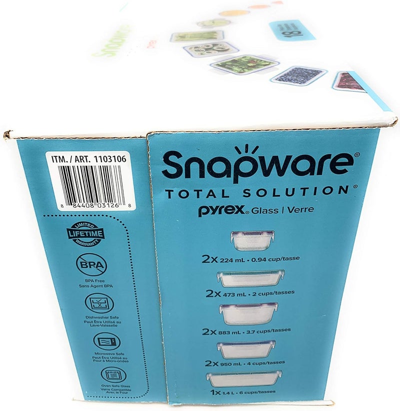 Snapware 18-Piece Pyrex Glass Food Storage Set with Airtight Lids - Image 3