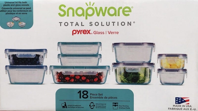 Snapware 18-Piece Pyrex Glass Food Storage Set with Airtight Lids - Image 1