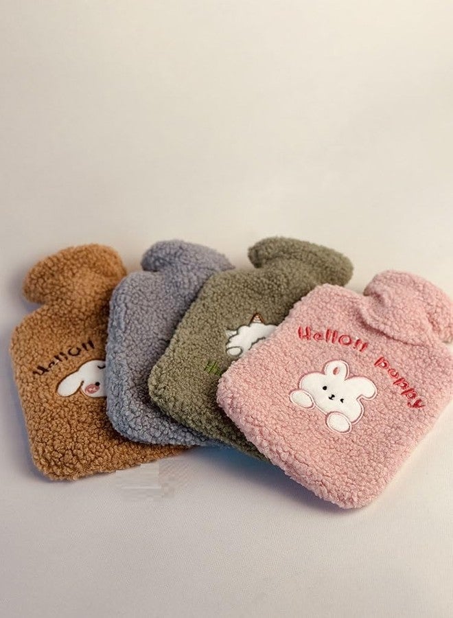 Onprix Cartoon Hot Water Bottle with Soft Cover, Durable & Easy-to-Use for Warmth,Hot Water Bottle for Pain Relief, Back, Neck & Period Cramps, PVC Warm Bag,Winter Bear Thickened Plush -1 (Green) - Image 2