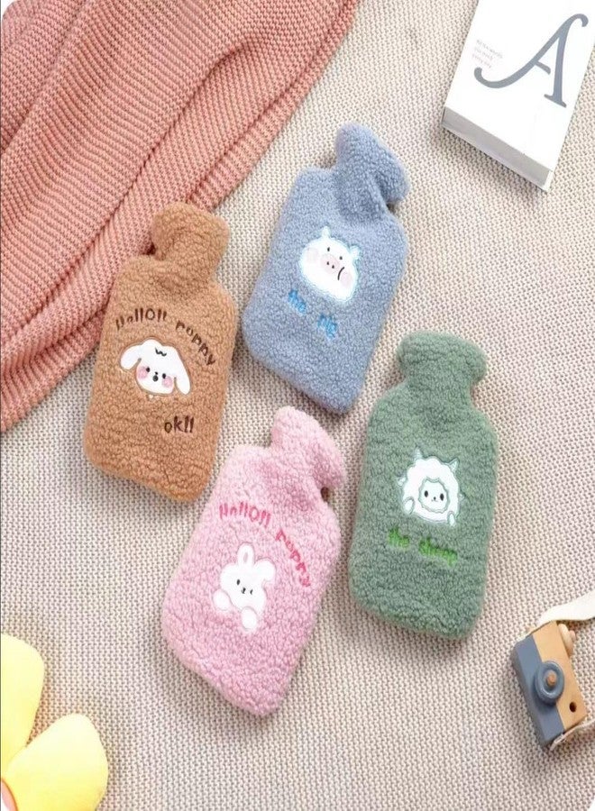 Onprix Cartoon Hot Water Bottle with Soft Cover, Durable & Easy-to-Use for Warmth,Hot Water Bottle for Pain Relief, Back, Neck & Period Cramps, PVC Warm Bag,Winter Bear Thickened Plush -1 (Green) - Image 3