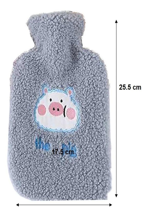 Onprix Cartoon Hot Water Bottle with Soft Cover, Durable & Easy-to-Use for Warmth,Hot Water Bottle for Pain Relief, Back, Neck & Period Cramps, PVC Warm Bag,Winter Bear Thickened Plush -1 (Green) - Image 4