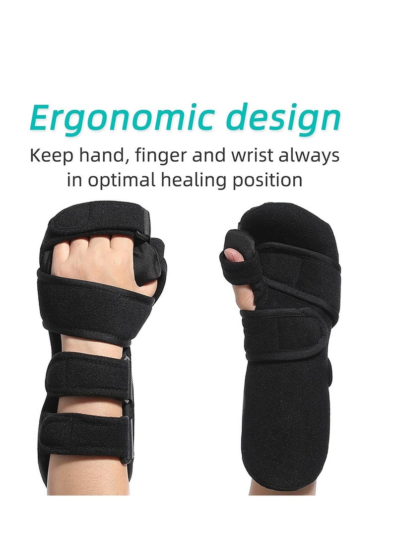 Y&D - Azonee Stroke Resting Hand Splint Night Immobilizer Wrist Finger Brace for Flexion Contractures Functional 5 Stabilizer Wrap Muscle Atrophy Rehab Arthritis Pain Large Left - Image 1