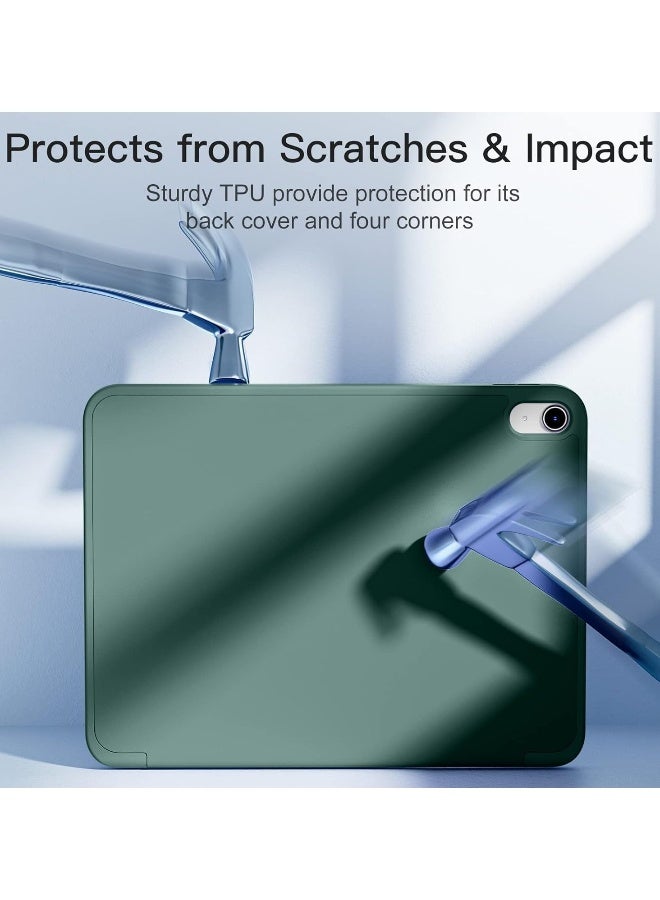 DUSALA Compatible with iPad 10th Generation Case 10.9 Inch (2022) – Slim Trifold Stand Protective Cover with Pencil Holder – Soft TPU Back – Auto Sleep/Wake Function – Lightweight & Durable Smart Case  PINE GREEN - Image 3