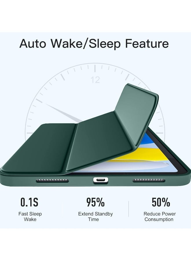 DUSALA Compatible with iPad 10th Generation Case 10.9 Inch (2022) – Slim Trifold Stand Protective Cover with Pencil Holder – Soft TPU Back – Auto Sleep/Wake Function – Lightweight & Durable Smart Case  PINE GREEN - Image 2