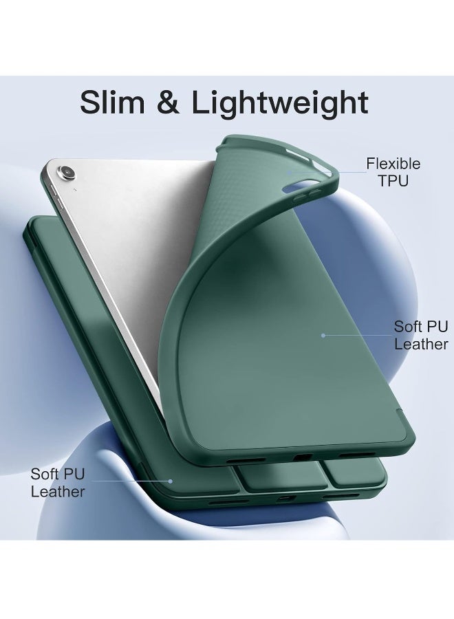 DUSALA Compatible with iPad 10th Generation Case 10.9 Inch (2022) – Slim Trifold Stand Protective Cover with Pencil Holder – Soft TPU Back – Auto Sleep/Wake Function – Lightweight & Durable Smart Case  PINE GREEN - Image 4
