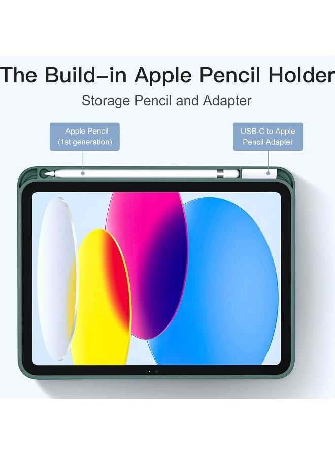 DUSALA Compatible with iPad 10th Generation Case 10.9 Inch (2022) – Slim Trifold Stand Protective Cover with Pencil Holder – Soft TPU Back – Auto Sleep/Wake Function – Lightweight & Durable Smart Case  PINE GREEN - Image 5