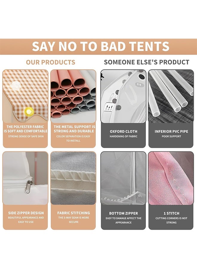 Favarey Large Kids Tent Playhouse Indoor Outdoor Toddler Play Tent with LED Lights, Flags and Ornaments Butterfly, Baby Outdoor Playhouse Princess Castle Tent, Kids Indoor Playroom Toys - Image 3