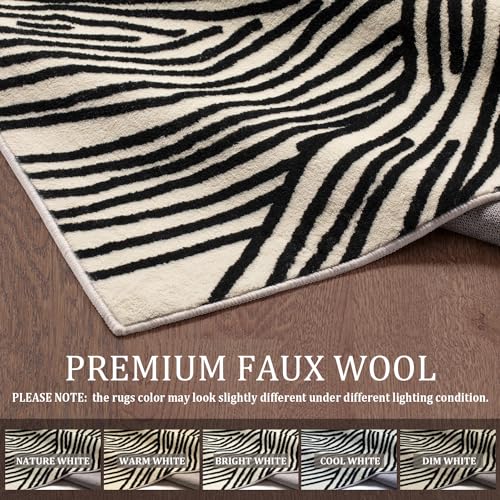YIHOUSE 8×10 Ft Washable Rug, Black and White Abstract Area Rug for Bedroom Living Room Dining Room Office Playroom Nursery, Ultra Thin Nonslip Modern Large Rugs Soft Contemporary Striped Rugs - Image 2