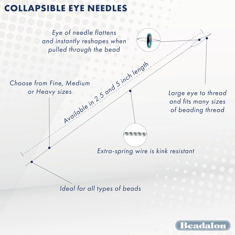 Beadalon Collapsible Eye Beading Needles, Fine 0.30 mm / .012 inches Diameter, 2.5 inches Length, 4 pc - Image 4