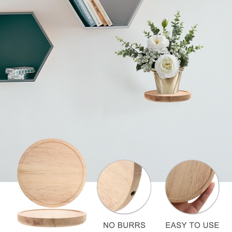 2pcs Oak Wood Floating Wall Shelf 15cm Round Thickened Storage Display Shelves for Living Room Bedroom - Image 5