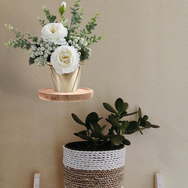 2pcs Oak Wood Floating Wall Shelf 15cm Round Thickened Storage Display Shelves for Living Room Bedroom - Image 3