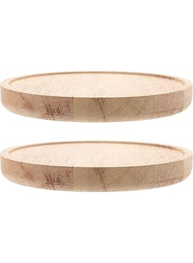2pcs Oak Wood Floating Wall Shelf 15cm Round Thickened Storage Display Shelves for Living Room Bedroom - Image 1