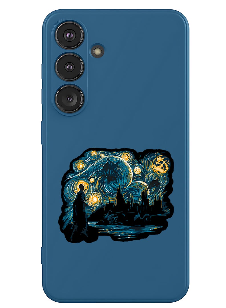 Theodor Protective Slim Fit Case Liquid Silicone Cover with Full Body Protection Anti-Scratch Shockproof Case For Samsung Galaxy S25 (Blue) - Starry nights - Image 1