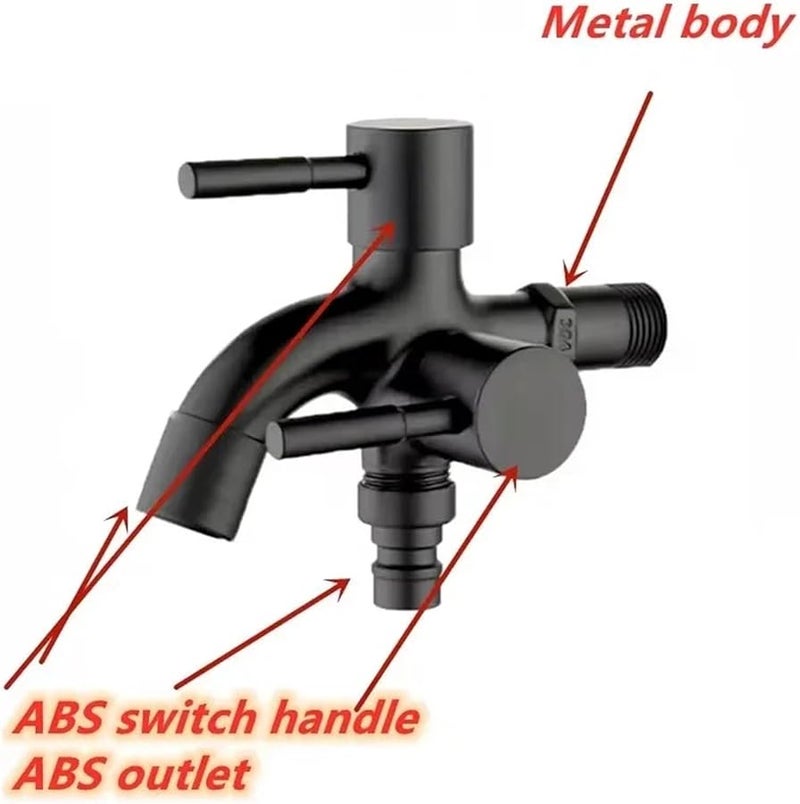 صنبور فضي ثنائي التحكم 1 2 بوصة بمخرج مزدوج لمرحاض البيديه حوض حمام غسالة ملابس - Image 5
