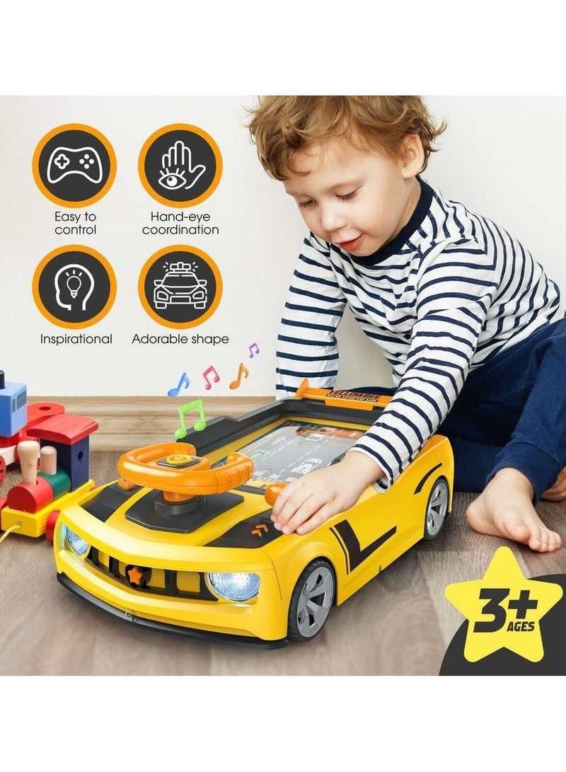 Kids Toy Car Driving Racing Game Steering Wheel Dodge Vehicle Adventure Play Electronic Simulation Childrens Education-Yellow  - Image 1