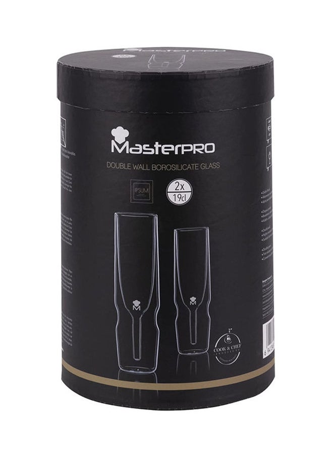 MasterPro 2-Piece Mixology Double Wall Flute Glass Set 19cl  - Image 5