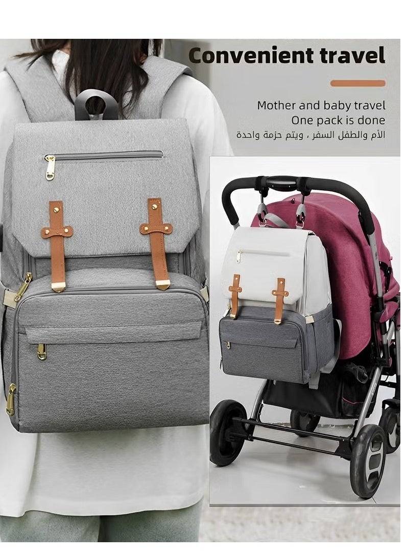 MIXDE Large Baby Diaper Bag, Multifunctional Diapers Changing Backpacks, Waterproof  Nappy/Nursing Bags, Fashion Mommy Backpack with Portable Change Mat and USB Charge Port, for Newborn Mother/Father  - Image 3