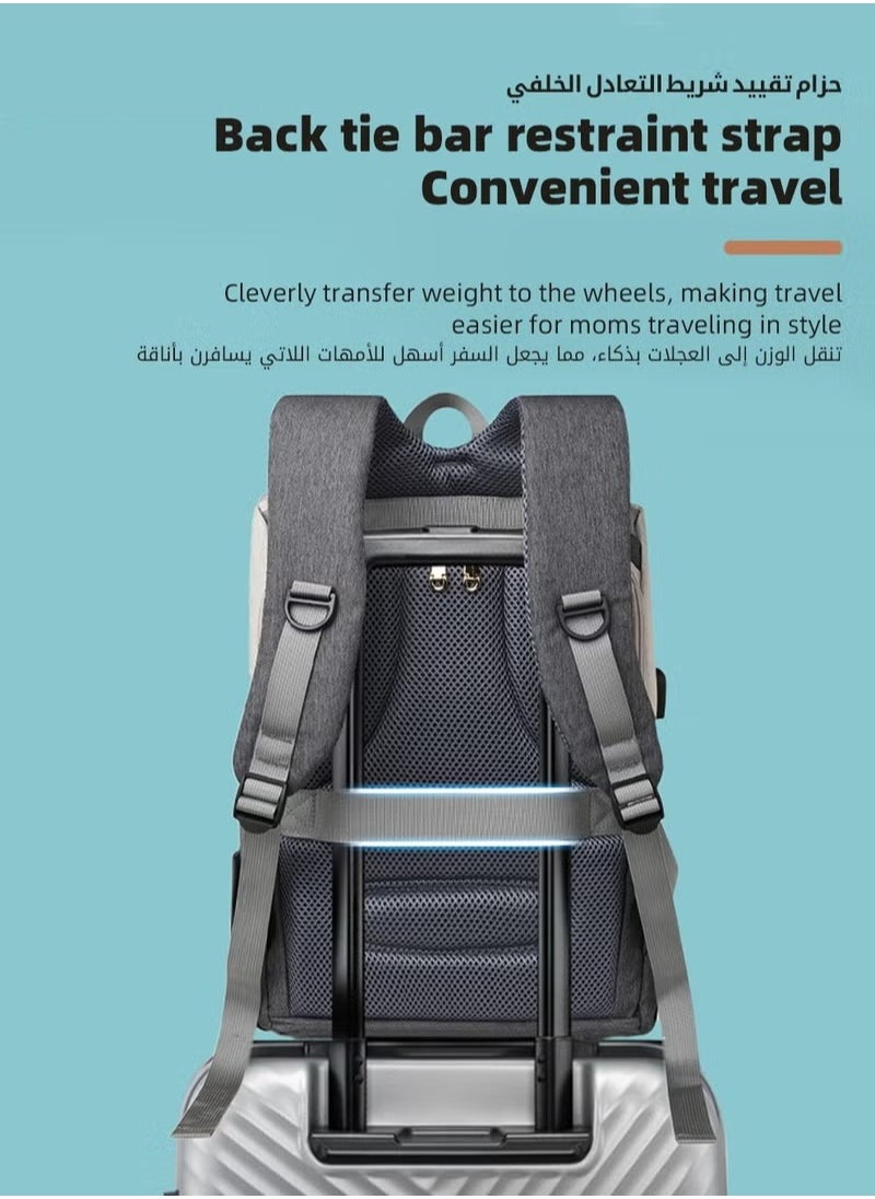 MIXDE Large Baby Diaper Bag, Multifunctional Diapers Changing Backpacks, Waterproof  Nappy/Nursing Bags, Fashion Mommy Backpack with Portable Change Mat and USB Charge Port, for Newborn Mother/Father  - Image 5