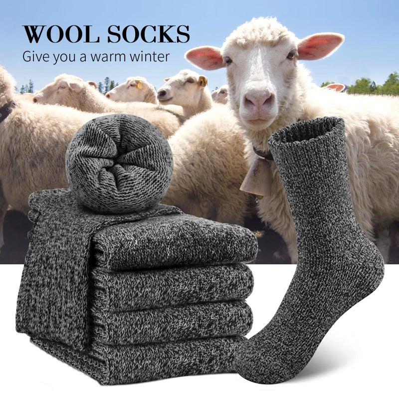 SIMIYA 5 Pairs Wool Socks Mens, Thick Warm Winter Soft Hiking & Casual Crew Socks - Image 2