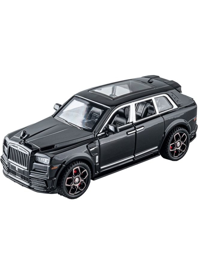 Model car 1 36 rolls royce cullinan car model toy zinc alloy pull back toy car sound and light pull back model car alloy collectible toy black - Image 1