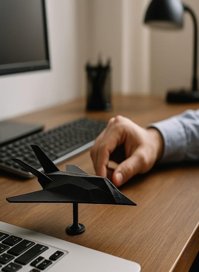 CUBIX3D F-117 Nighthawk Stealth Aircraft Model Display Stand, Black, Military Aviation Collectible Desk Decor - Image 4