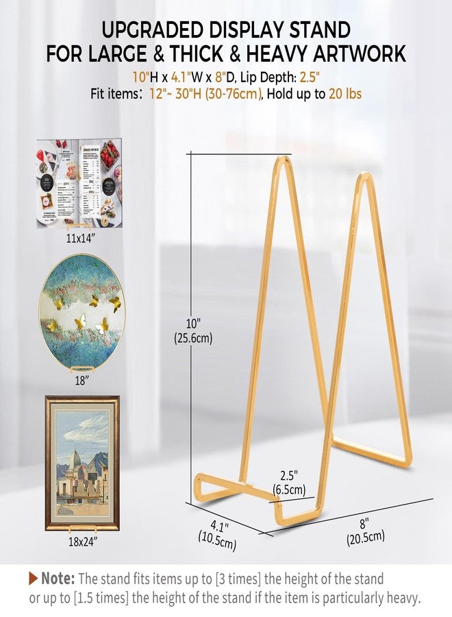 DIDUDIDU Large Plate Holder Display Stand - 10 inch Tall Plate Stands for Display - Metal Picture Frame Stand - Big Tabletop Easel Stand for Decorative Plates | Platter | Book | Plaque | Tile - 3 Pack - Gold - Image 2