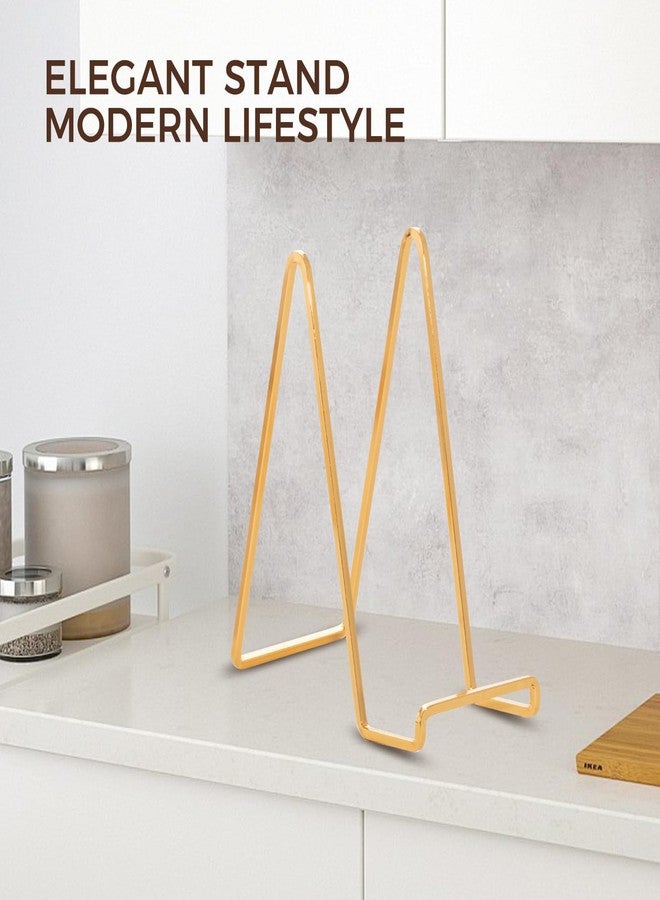 DIDUDIDU Large Plate Holder Display Stand - 10 inch Tall Plate Stands for Display - Metal Picture Frame Stand - Big Tabletop Easel Stand for Decorative Plates | Platter | Book | Plaque | Tile - 3 Pack - Gold - Image 5