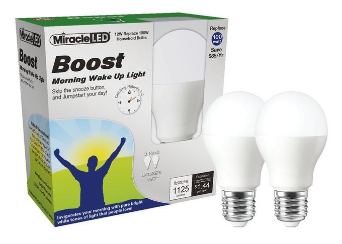 BOOST MORNING WAKE UP LIGHT REPLACES 100 WATT BULBS NATURAL ENERGY LIGHT 2PACK