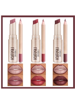 Excefore 2 Pcs Lipstick Lip Liner Set, Matte lip gloss, Nude lip stain, Waterproof Long Lasting Lipstick, High mented Non-Stick Cup Lipsticks For Women,Velvet Pink Lip Tint Stain Lip Balm  - Image 5