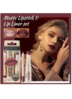 Excefore 2 Pcs Lipstick Lip Liner Set, Matte lip gloss, Nude lip stain, Waterproof Long Lasting Lipstick, High mented Non-Stick Cup Lipsticks For Women,Velvet Pink Lip Tint Stain Lip Balm  - Image 3