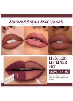 Excefore 2 Pcs Lipstick Lip Liner Set, Matte lip gloss, Nude lip stain, Waterproof Long Lasting Lipstick, High mented Non-Stick Cup Lipsticks For Women,Velvet Pink Lip Tint Stain Lip Balm  - Image 4